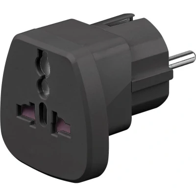 Afbeelding van Goobay reisadapter wereld naar EU, zwart veiligheidsstekker (Type F, CEE 7/7) &gt; UK stopcontact, Zw