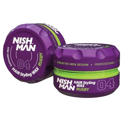 Image de NISHMAN Cire de Coiffage pour Hommes 04 Rugby 150g Parfum Escobar Fini Brillant Naturel Tenue Forte Gel Cheveux Aqua Wax Contrôle et Définition Longue Durée