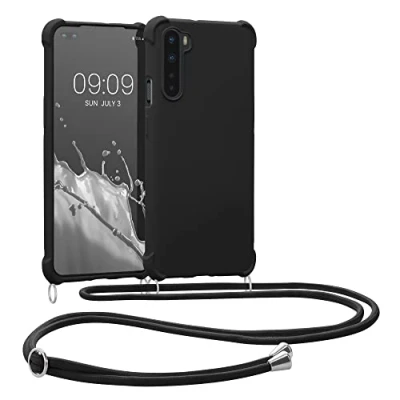 Afbeelding van kwmobile telefoonhoesjegeschikt voor OnePlus Nord Hoesje van siliconen met telefoonkoord In zwart