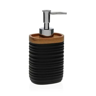 Afbeelding van Versa Zeepdispenser Zwart Hars Bamboe Polypropyleen Abs