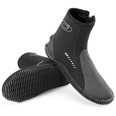 Afbeelding van Osprey Duiklaarzen met ritssluiting voor volwassenen, neopreen, 5 mm, dames en heren, versterkte teen hiel