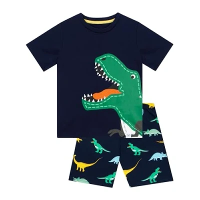 Afbeelding van Harry Bear Dinosauruspyjama, pyjama voor kinderen, jongens, zomer, dinosaurus, korte Blauw