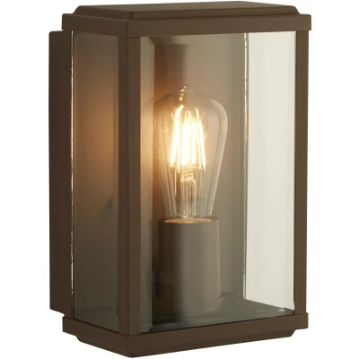 Afbeelding van Searchlight Box Buiten Wandlamp 16 X 25 Cm IP44 Rustiek Bruin