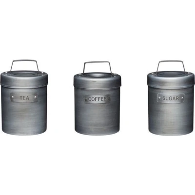 Afbeelding van Kitchencraft Voorraadpotten Thee/koffie/suiker 17 Cm Rvs Zilver