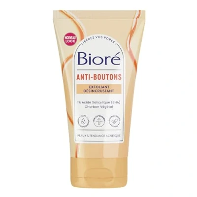 Afbeelding van Biore Scrub Anti puistjes met houtskool + salicylzuur, 125 ml