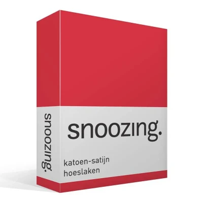 Afbeelding van Snoozing Katoen satijn Hoeslaken Tweepersoons 140x200 cm Rood