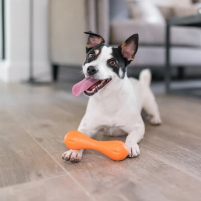 Afbeelding van West Paw Hurley Super Sterk Kauwbot voor Hond met Zogoflex Oranje S 15 cm