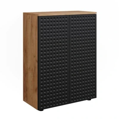 Afbeelding van Vicco Midikast Irma, Gestippeld antraciet/Krachtige eik goud, 60 x 81 cm