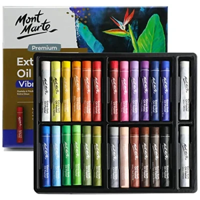 Afbeelding van MONT MARTE 26 stuks extra zachte oliepastels, heldere, levendige en boterachtige kleuren, veelzijdige artistieke pastels om te mengen, overlay schaduw, perfect voor kunst, handwerk,