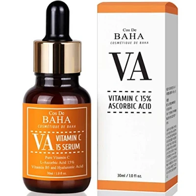 Afbeelding van Cos de BAHA Vitamin C Facial Serum with L Ascorbic Acid 15% + B5 K Beauty Skin Care for Fades Age Spots and Sun Damage Dark Acne Scars 30ml Korean