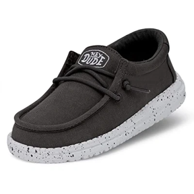 Afbeelding van Hey Dude Wally Youth Slub Canvas Moc Toe Schoenen Jongens, Donkergrijs