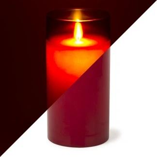 Afbeelding van LED kaars 15 cm Peha (In glas, Timer, Rood)