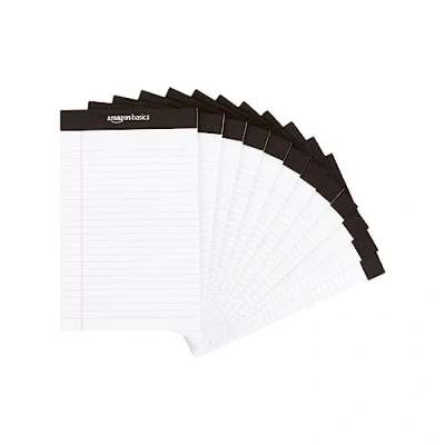 Afbeelding van AmazonBasics schrijfblok 12,70 x 20,32 cm wit (50 vellen per blok, 12 stuks)