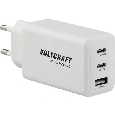 Afbeelding van VOLTCRAFT UC 2C1A65W01 USB oplader 65 W Thuis, Binnen Uitgangsstroom (max.) 3.25 A Aantal uitgangen: 3 x C, GaN