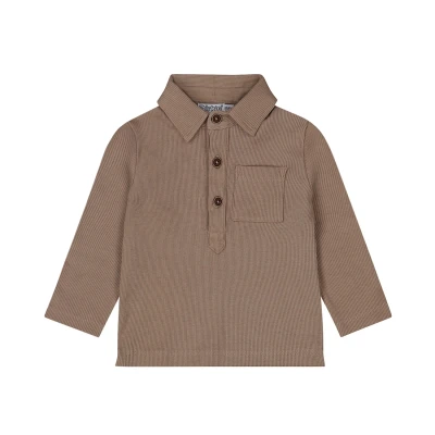 Afbeelding van Dirkje Shirt Longsleeve Polo Safari Friends Faded Brown Maat 86