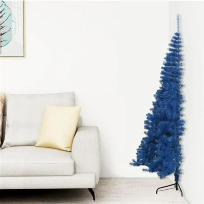 Image de vidaXL Demi sapin de Noël artificiel avec support Bleu 210 cm PVC344683