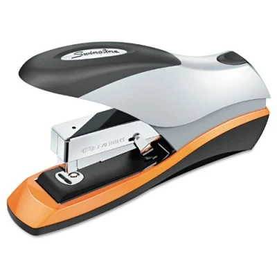 Afbeelding van Optima 70 desktopnietmachine, capaciteit van vel, zilver/zwart/oranje