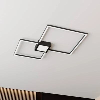 Afbeelding van Lindby LED plafondlamp met dimmer 1licht aluminium, kunststof H: 5 cm antraciet Inclusief lichtbron