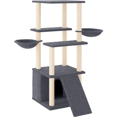 Afbeelding van vidaXL Kattenmeubel met sisal krabpalen 133 cm donkergrijs