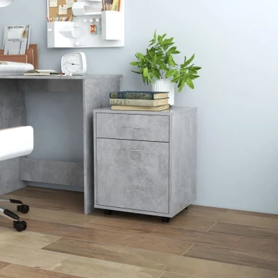Afbeelding van Kast verrijdbaar 45x38x54 cm spaanplaat betongrijs