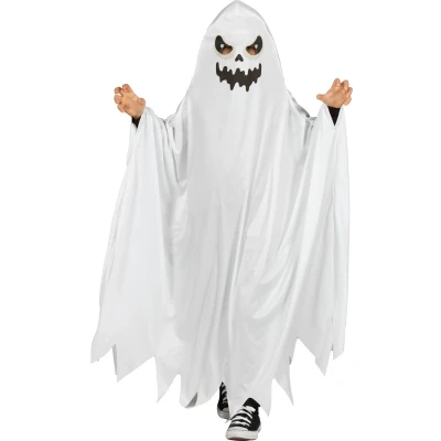 Afbeelding van Wilbers &amp; Spook Skelet Kostuum Scary Casper Het Witte Spookje Kind Wit / Beige Maat 152 Halloween Verkleedkleding