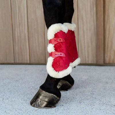Afbeelding van Kentucky Horsewear Peesbeschermers Vegan Sheepskin Bamboo Elastic Velvet Rood