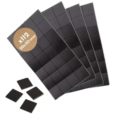 Afbeelding van WINTEX Magneetplaatjes, zelfklevend, sterk 112 magneten 20 x mm, op maat te snijden vlakke kleefmagneten geschikt voor foto&#039;s/afbeeldingen plakken of aan het bord 20x20mm