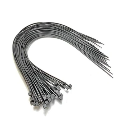 Afbeelding van Nylon kunststof kabelbinders, lang en breed, XL, ritssluiting, zwart wit, oprolbaar, zilver, 4,8 mm x 450 mm, 50 stuks