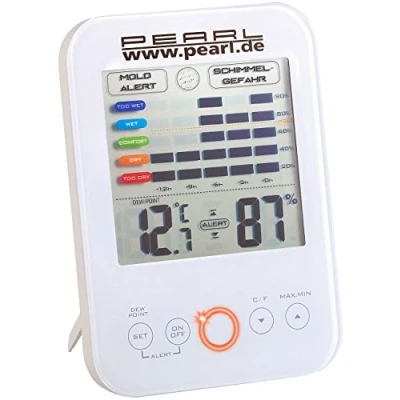 Afbeelding van PEARL Schimmelalarm: digitale hygrometer/thermometer met schimmelalarm en LCD display (vochtigheidsmeter)