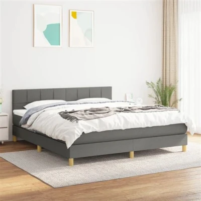 Afbeelding van vidaXL Boxspring met matras stof donkergrijs 160x200 cm
