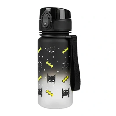 Afbeelding van Baagl Drinkfles voor kinderen, lekvrij, waterfles 350 ml, kleuterschool, school en sportfles jongens, Tritan (Batman masker)