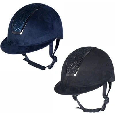 Afbeelding van HKM Cap Lady Shield Sparkle Velours Zwart 58 60cm