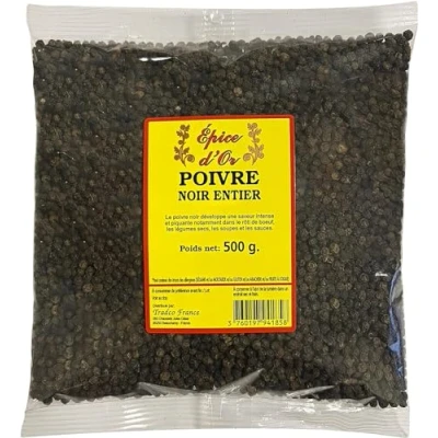Image de Poivre Noir Entier 500g Epice d&#039;Or, 100% Naturel, En Grain, Végan, Sans Additifs ni Conservateurs Pour Une Saveur Authentique