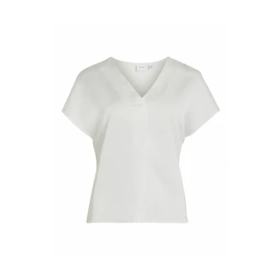 Afbeelding van VILA MIT Kurzen ÄRMELN Vausschnitt Tshirt basic, Dames, Maat: 42, Snow white