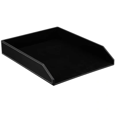 Afbeelding van KINGFOM™ A4 brievenbakje van leer (zwart)