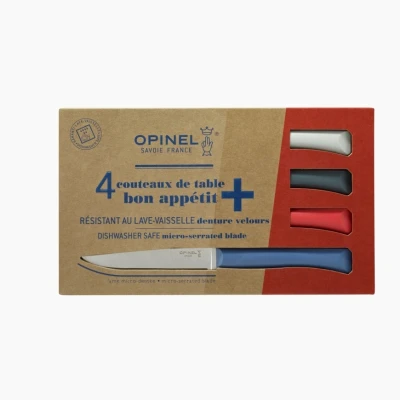 Afbeelding van Opinel N125 Bon Appétit+ Primo Tafelmessenset 4 delig Multicolor Microkarteling RVS Steakmes