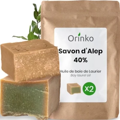 Afbeelding van Set van 2 originele Aleppo zeep, 60% olijfolie, 40% laurierolie (gemaakt in Turkije)