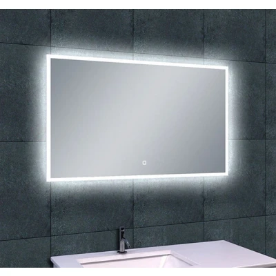 Afbeelding van Wiesbaden Quatro spiegel rechthoek met LED, dimbaar en spiegelverwarming 100 x 60 cm