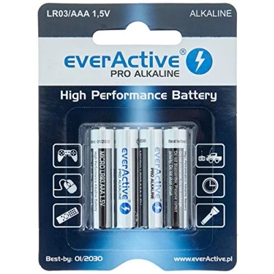 Afbeelding van everActive 48 stuks AAA Micro LR03 R03 1,5 V alkalinebatterijen, hoge prestaties, 10 jaar levensduur, blisterverpakking