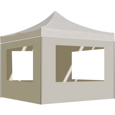 Afbeelding van Partytent inklapbaar met wanden 3x3 m aluminium crème