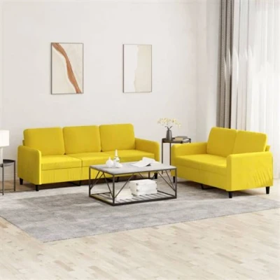 Afbeelding van vidaXL 2 delige Loungeset fluweel geel