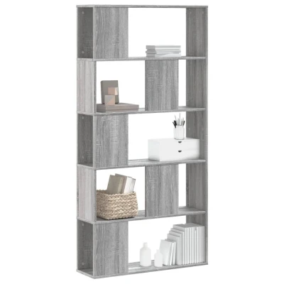 Afbeelding van Boekenkast 5 laags 80,5x23,5x162,5 cm bewerkt hout grijs sonoma
