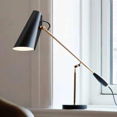 Afbeelding van Retro tafellamp Birdy in zwart/messing