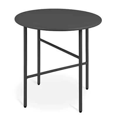 Afbeelding van bomoe Finn Ronde Bijzettafel Metaal Zwart Ø 44 cm Tafelblad Krasbestendig Stabiel, Lichtgewicht Salontafel Binnen &amp; Buiten