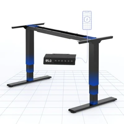 Afbeelding van FLEXISPOT EC4 Bureau Assis Debout Électrique à 3 Colonnes 2 Moteurs, Cadre de Réglable en Hauteur, Panneau Contrôle avec Port USB, Capacité Charge 120kg, Noir