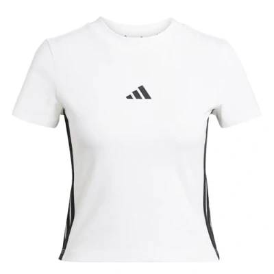 Afbeelding van adidas Sportswear Essentials 3 Stripes SLIM Tshirt basic, Dames, Maat: Large, White/black