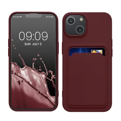 Afbeelding van kwmobile telefoonhoesje geschikt voor Apple iPhone 14 Hoesje met pasjeshouder TPU case in wijnrood