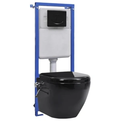 Afbeelding van Hangend toilet randloos met verborgen stortbak keramiek wit