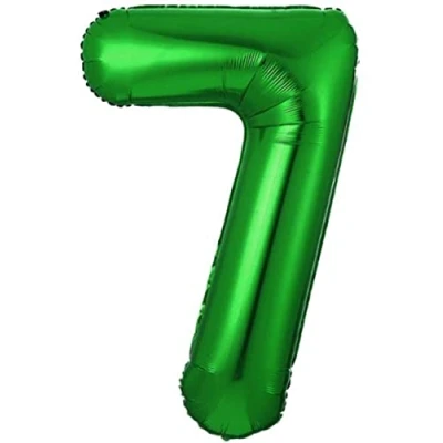 Afbeelding van Ballon Cijfer 7 Jaar Groen Folie Verjaardag versiering ballonnen Feest Met Rietje 36Cm