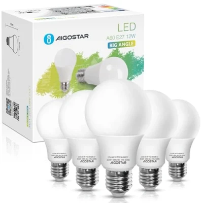 Afbeelding van Gloeilamp E27 5 stuks daglichtwit LED 12W=100W halogeenlicht 6400K 230V